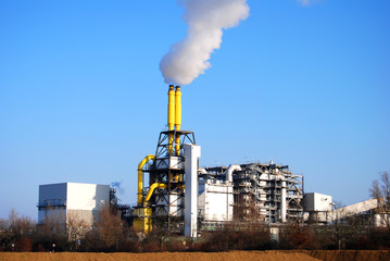 Waste incineration plant with stack