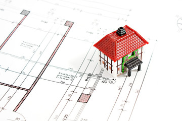 architectal technical draw project with house model