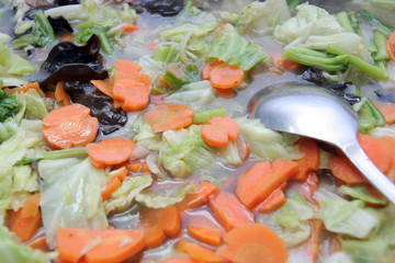 photograph chinese  food at buffet on chafing dish