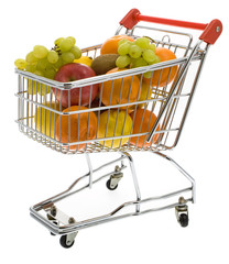 Einkaufswagen mit Obst, Supermarkt - 11175424