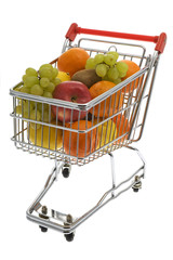 Einkaufswagen mit Obst, Supermarkt
