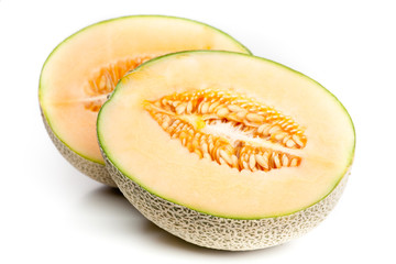 Zwei Hälften von Netzmelone