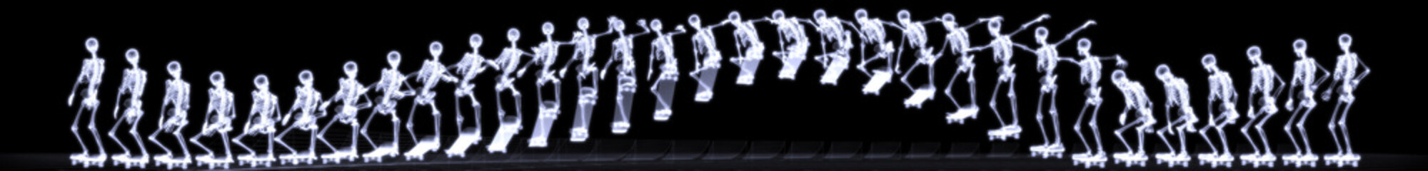 Naklejka na ściany i meble Xray of human skeleton jumping freestyle in halfpipe