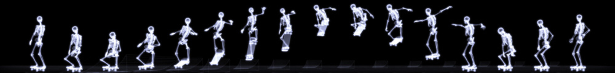 Xray of human skeleton jumping freestyle