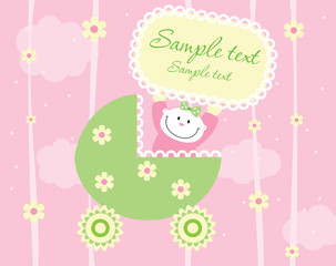 Baby girl arrival announcement card