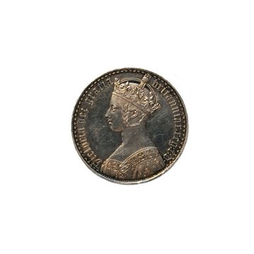 Old British Coin,  "Gothic Crown" of Queen Victoria