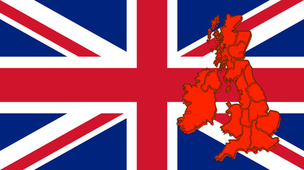Union Jack with United Kingdom Map