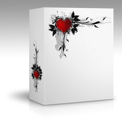 Caja blanca, con diseño de un corazon en el frontal