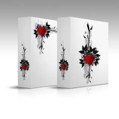 Cajas blancas, con diseño de un corazon en el frontal