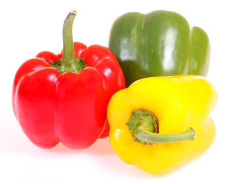 three peppers in three colors