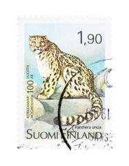 Snow leopard on Finish stamp