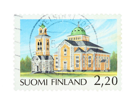 Kerimaki church on Finish stamp