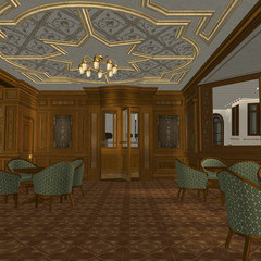 Raucherraum eines alten Luxusschiffes