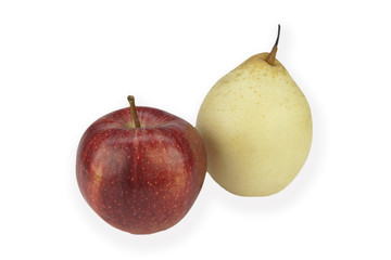 Apfel und Speckbirne isoliert