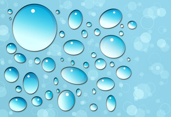 Water drops on blue