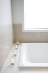 Candles on the bath hob