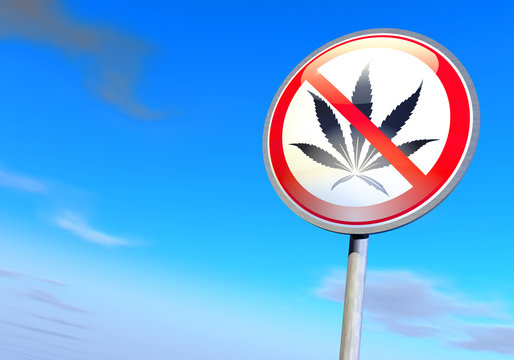 No drugs sign against the blue sky