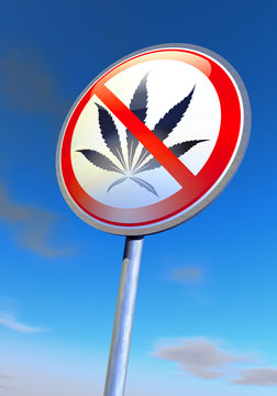 No drugs sign against the blue sky