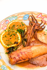 Calamari alla Diavola ( Fresh Squid with spicy sauce)