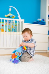 baby playing at home