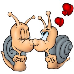 Snail Love - colored cartoon illustration