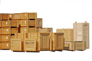 Wooden crates isolated on white