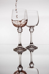 two tall wine glasses