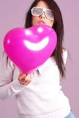 valentine's day, girl holding balloon.