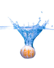 Mandarin splash in water isolated on white