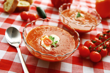 Bowls of tomato cream