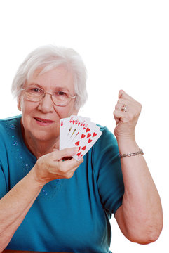Senior Woman Playing Poker