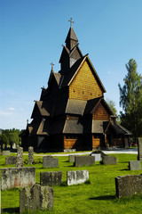 Fototapeta na wymiar Iglesia de madera de Heddal, Noruega