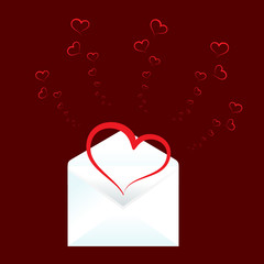 valentines day background  wtih heart and envelope