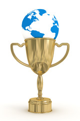 Gold cup of the winner. the 3D  image.