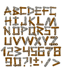 3d alphabet in style of a safari - obrazy, fototapety, plakaty