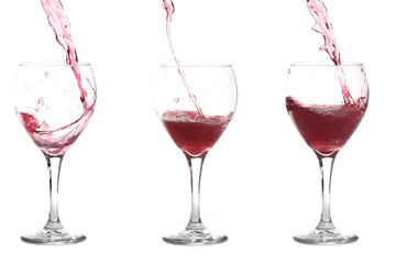Red Wine Pouring into Glasses