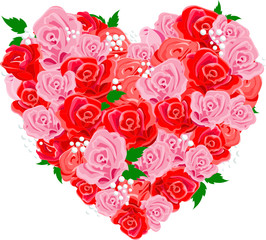 Valentine rose heart shape. Vector illustration