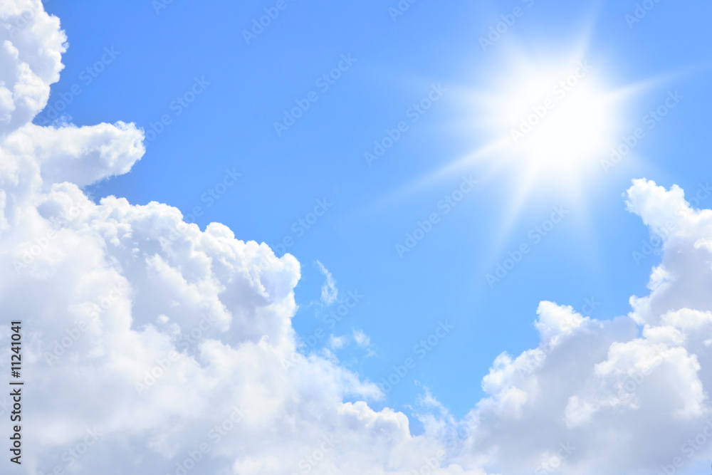 Wall mural sun and clouds