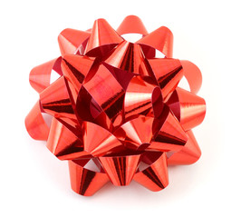 Red bow isolated on white background