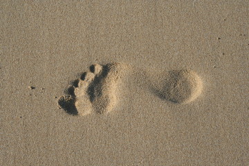 Une empreinte de pied dans le sable