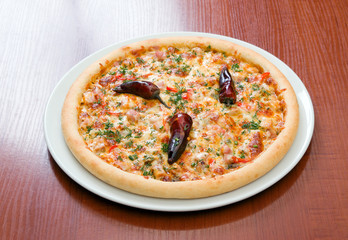 Fast food Pizza.  with  pepper.