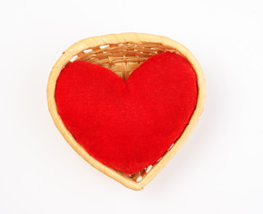 heart-shaped basket with toy
