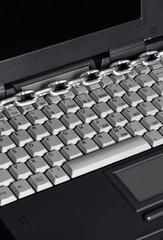 Laptop, keyboard, chain