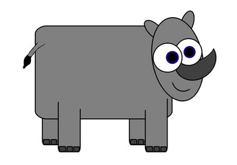 Rhino Cartoon - Isolated On White