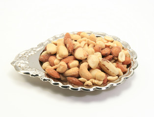 Assorted nut in sterling silver bowl