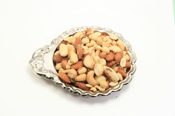 Assorted nut in sterling silver bowl