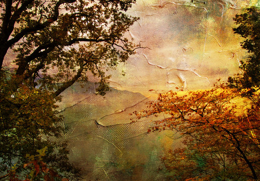 autumn landscape - artwork in painting style