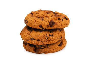 Chocolate cookies isolated on the white background