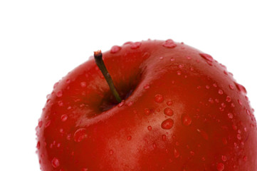 Red apple with dew isolated on white