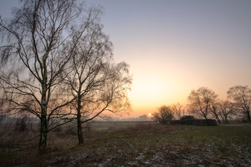 Fototapeta na wymiar sunset or sunrise over landscape